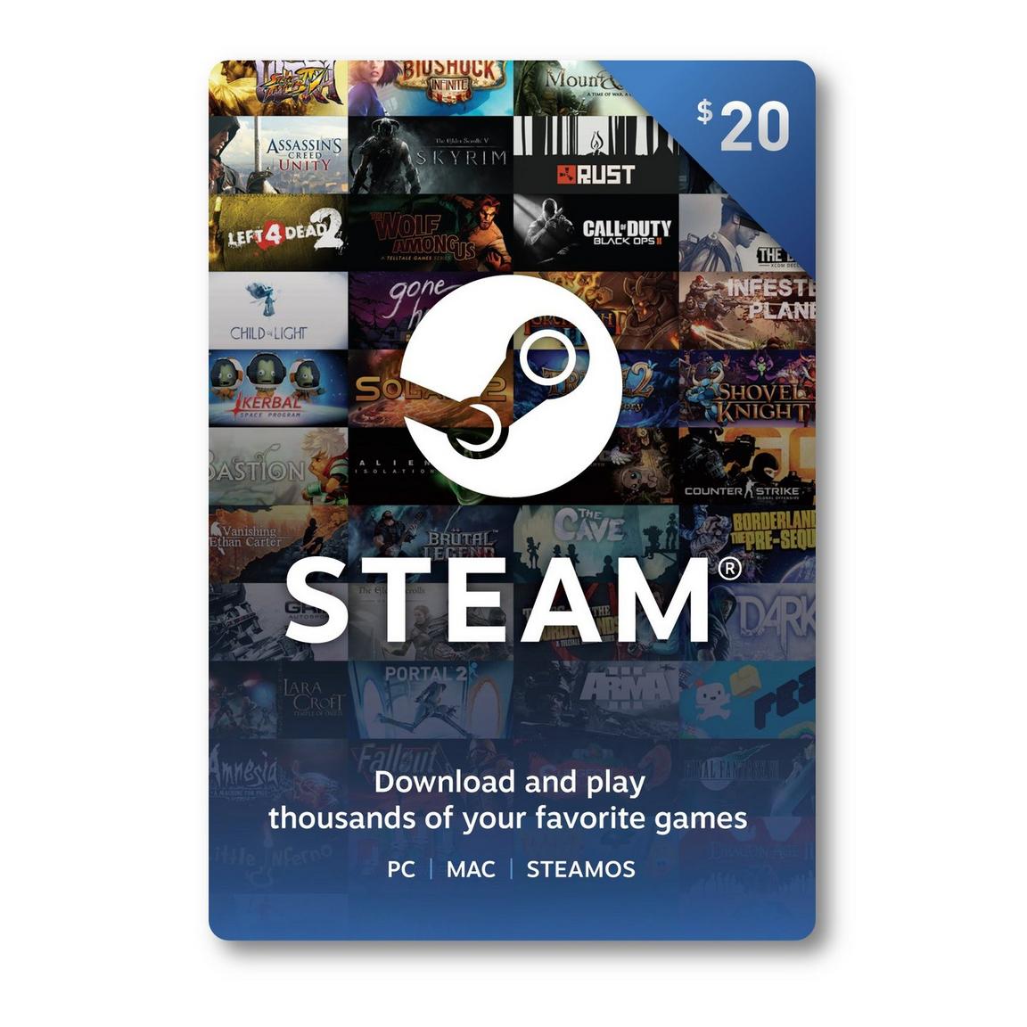 Valve Steam Wallet Gift Card $20