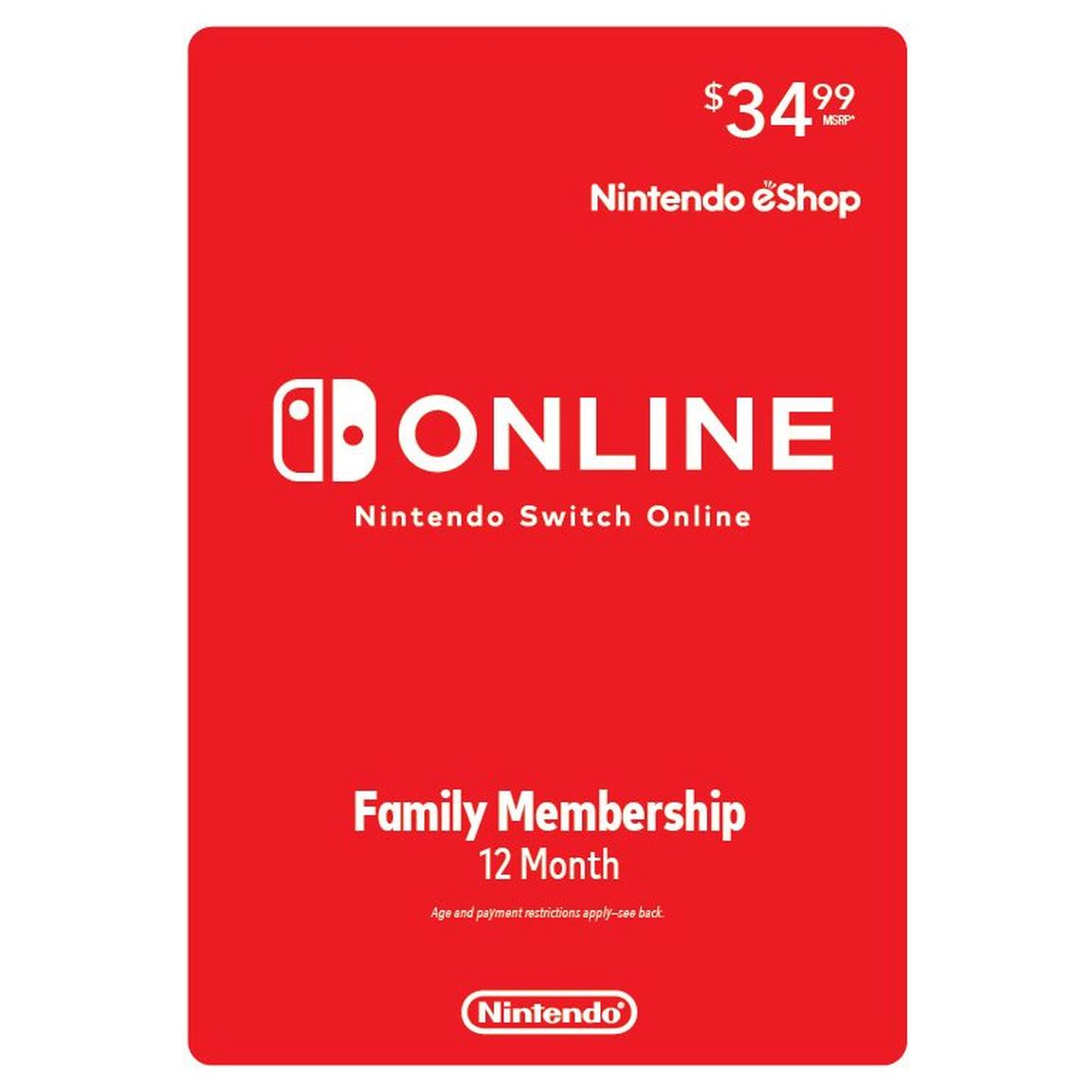 Nintendo Switch Online 12 Month Family Membership